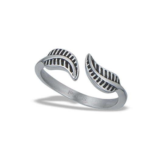 Stainless Steel Double Feather Ring