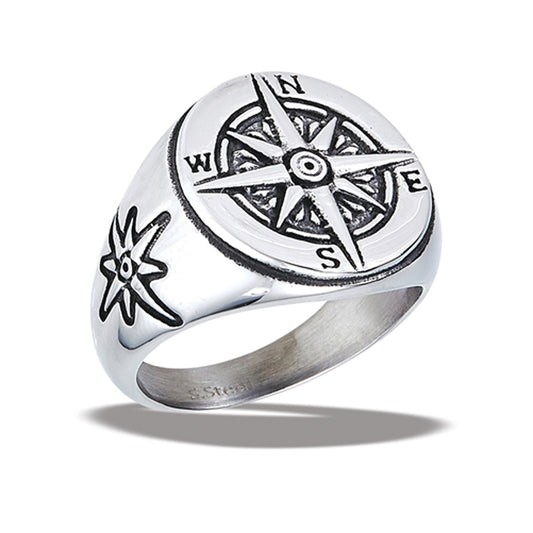 Stainless Steel Compass Ring