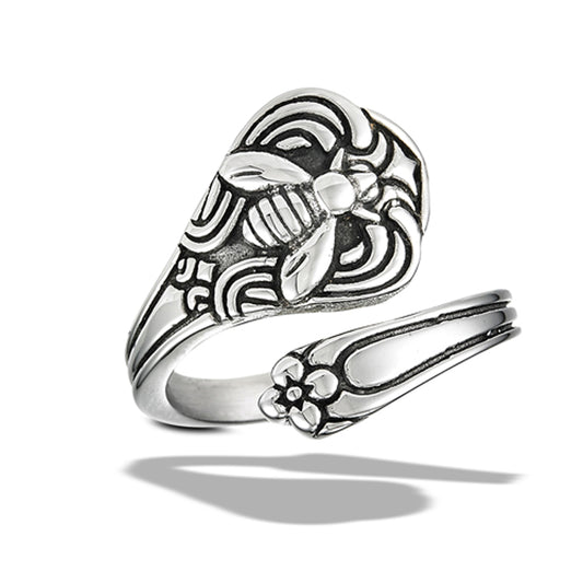 Stainless Steel Bumble Bee Spoon Ring