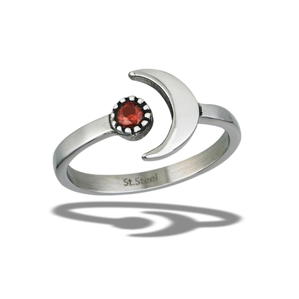 Stainless Steel Cresent Moon Ring