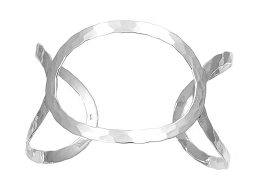 Open Bangle Hammered Bracelet .925 Sterling Silver