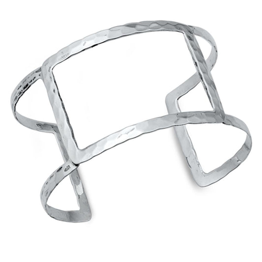 Open Bangle Hammered Bracelet .925 Sterling Silver