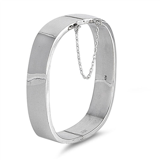 Slip-On Bangle Square Chain Bracelet .925 Sterling Silver