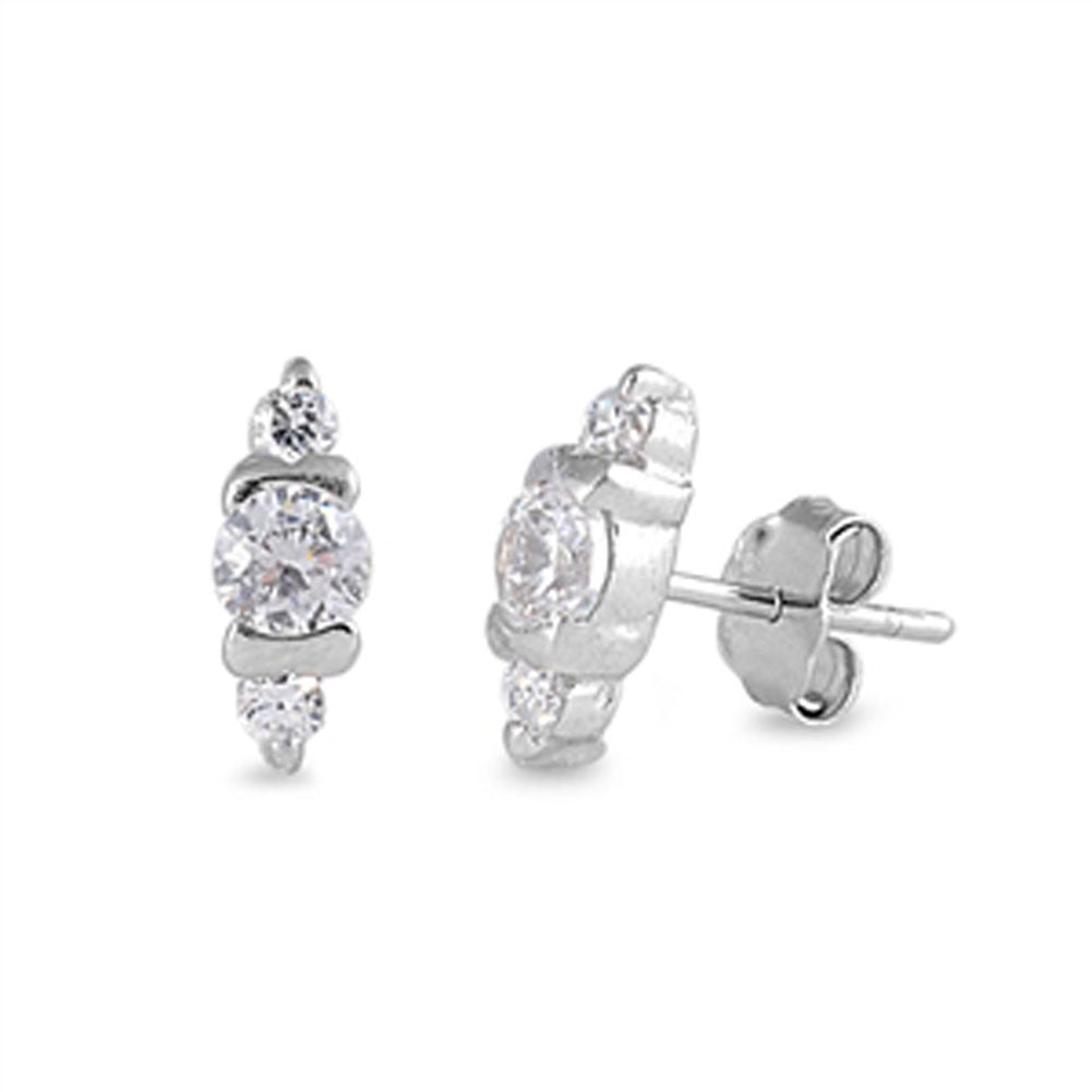 Earrings Clear Simulated CZ .925 Sterling Silver