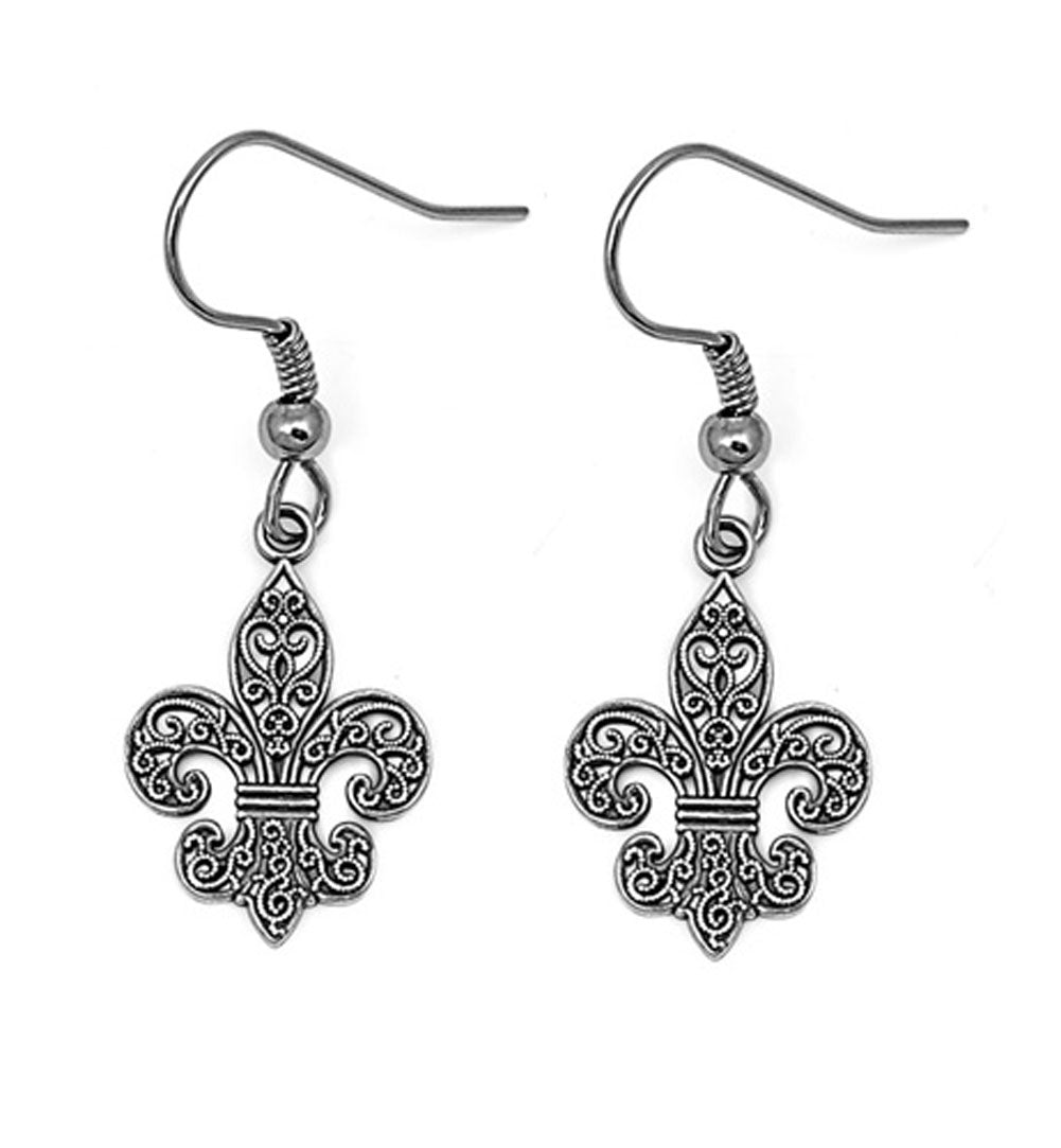 Fleur De Lis Earrings .925 Sterling Silver