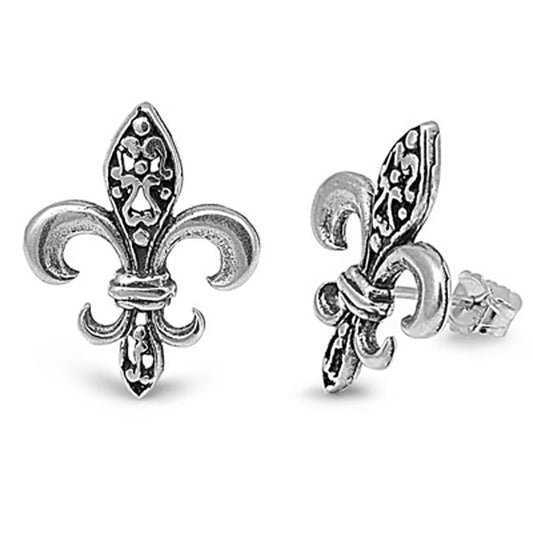 Fleur De Lis Earrings .925 Sterling Silver