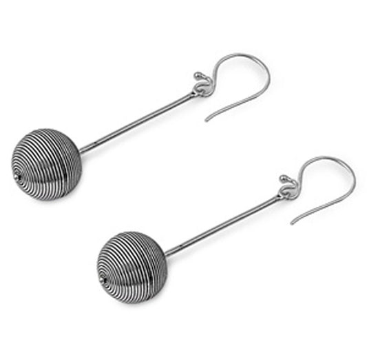 Ball Grooved Earrings .925 Sterling Silver