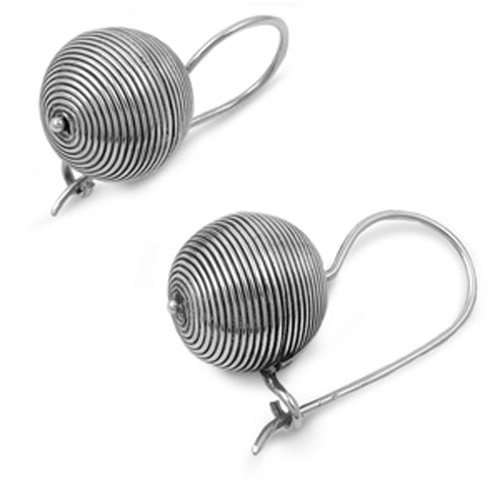 Ball Grooved Earrings .925 Sterling Silver