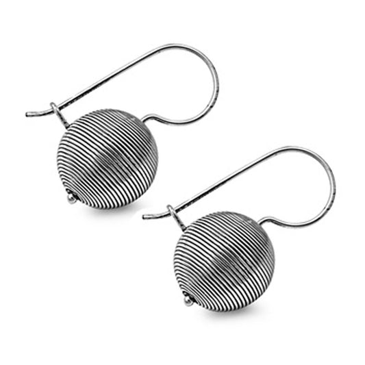 Ball Grooved Earrings .925 Sterling Silver