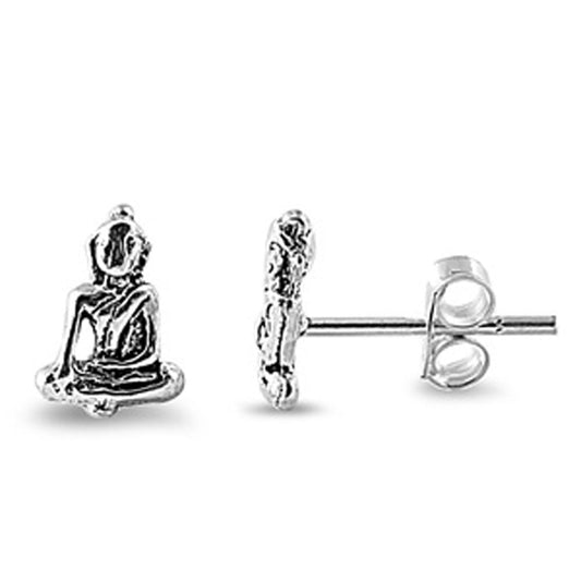 Buddha Stud Earrings .925 Sterling Silver