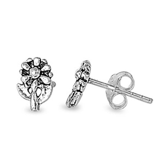 Flower Stud Earrings .925 Sterling Silver