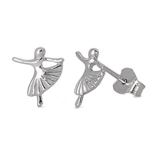 Ballerina Dance Stud Earrings .925 Sterling Silver