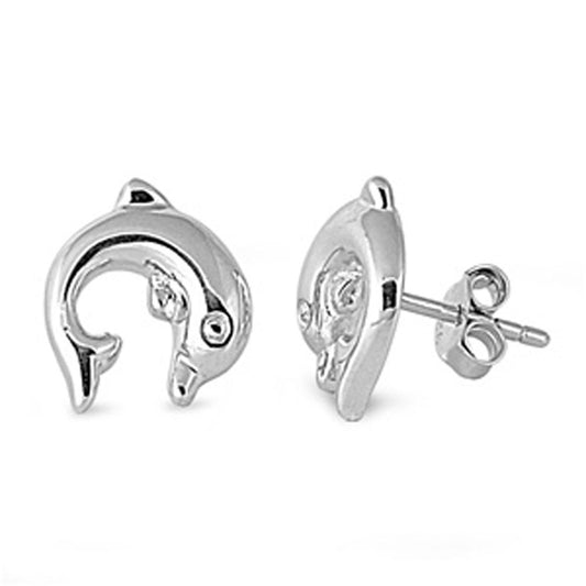 Dolphin Stud Earrings .925 Sterling Silver