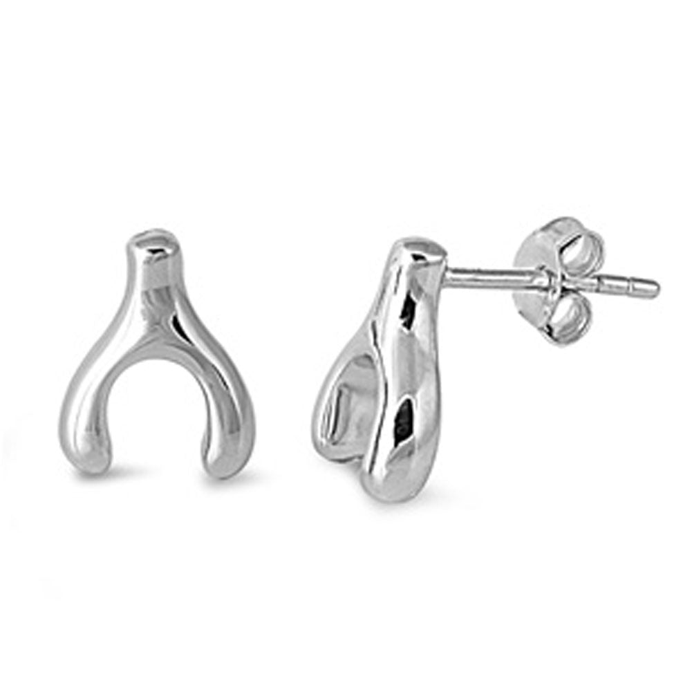 Wishbone Stud Earrings .925 Sterling Silver