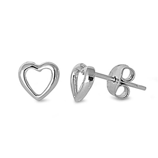 Heart Stud Earrings .925 Sterling Silver