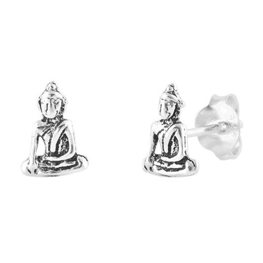 Buddha Stud Earrings .925 Sterling Silver