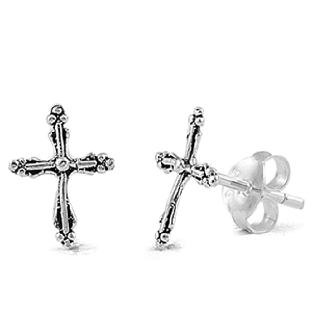 Cross Stud Earrings .925 Sterling Silver