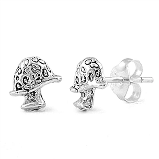 Mushroom Stud Earrings .925 Sterling Silver