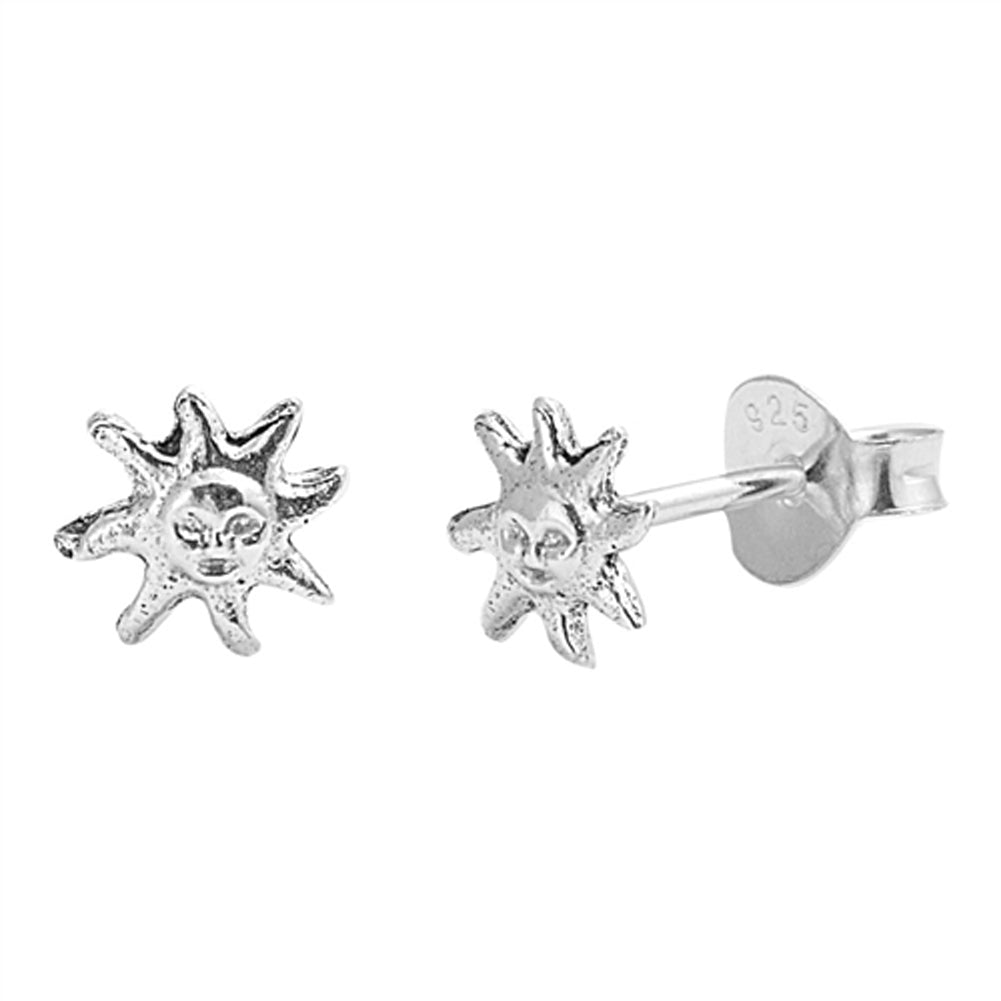 Celestial Tiny High Polish Sun Shiny .925 Sterling Silver Nature Mystic Stud Earrings