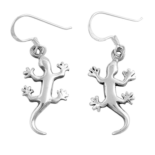 Lizard Climbing Gecko Reptile .925 Sterling Silver Nature Animal Dinosaur Earrings