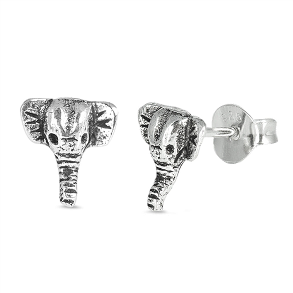 Sterling Silver Vintage Elephant Head Face Animal Cute Earrings 925 New