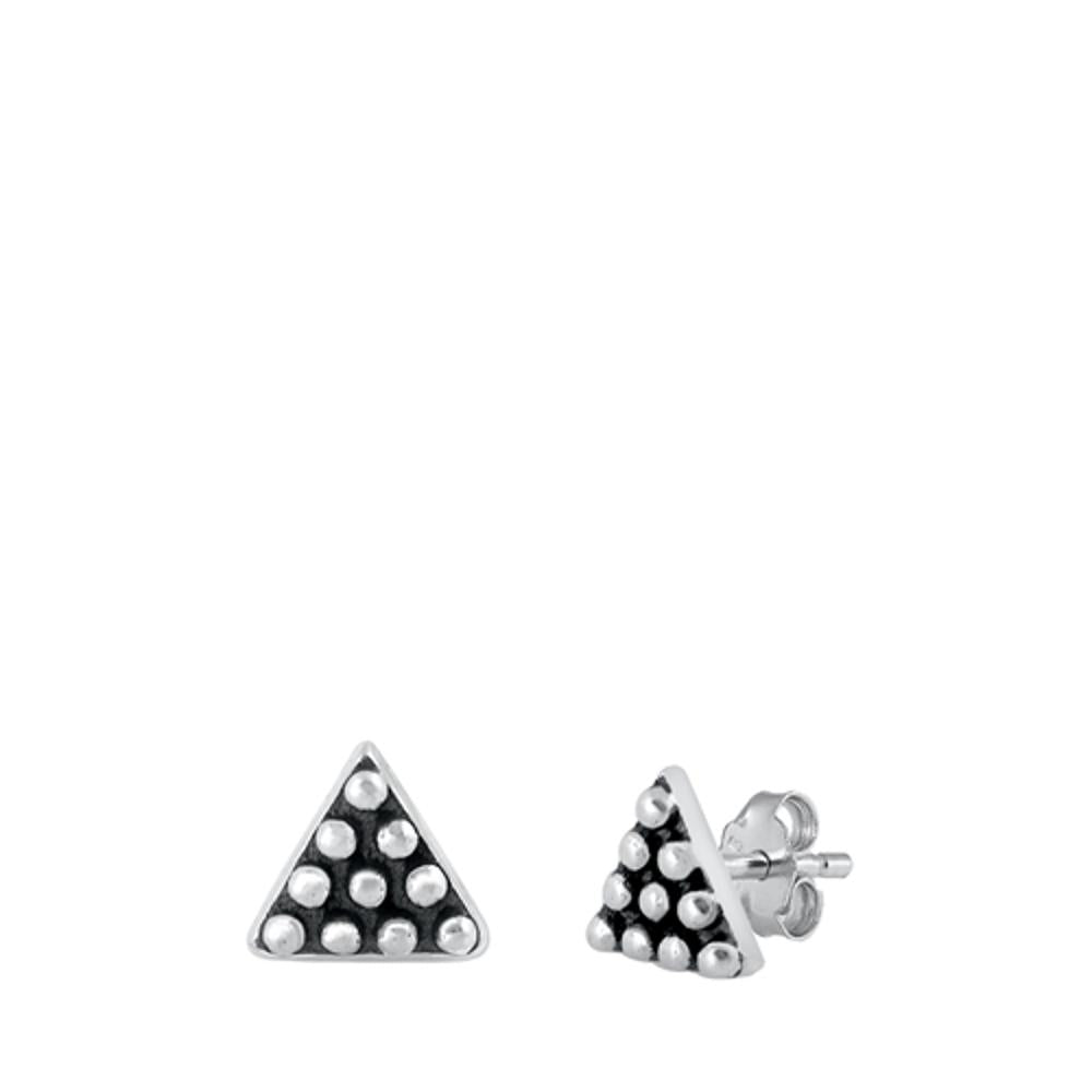 Lovely Oxidized Sterling Silver Bali Triangle Post Stud Earrings 925 New