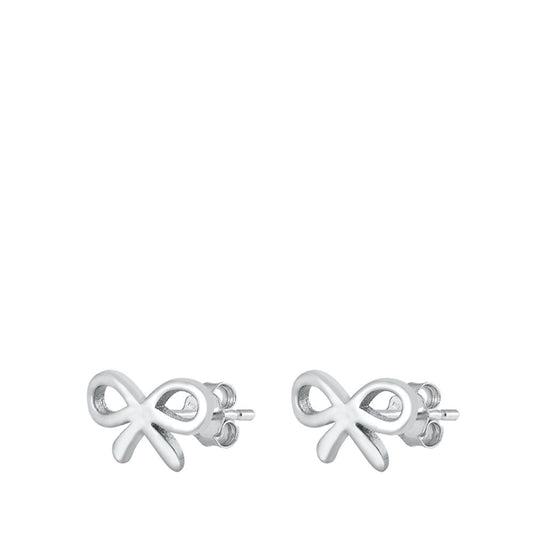 Cute Sterling Silver Mini Ribbon Stud Earrings Oxidized Bow Post 925 New