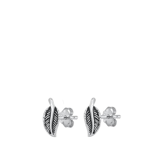 Cute Sterling Silver Tiny Leaves Oxidized Stud Earrings 925 New