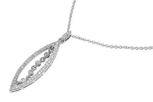 Marquise Pendant Journey Necklace Clear Simulated CZ .925 Sterling Silver, 18"