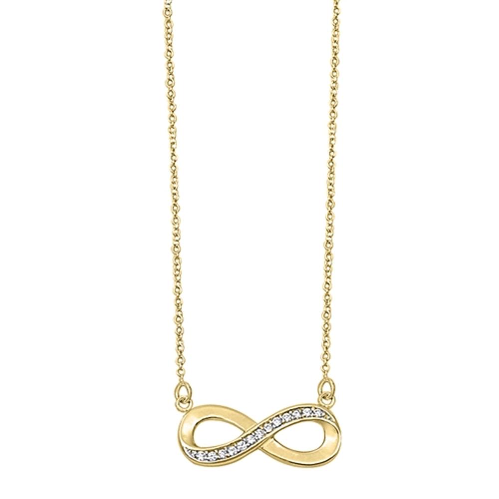 Infinity Pendant Gold-Tone Necklace Clear Simulated CZ .925 Sterling Silver, 16"