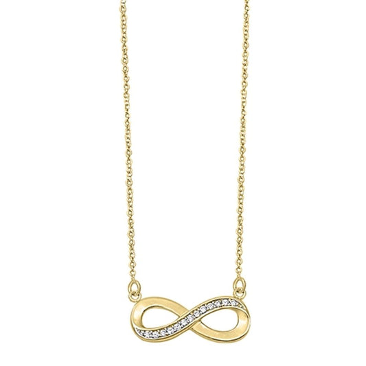 Infinity Pendant Gold-Tone Necklace Clear Simulated CZ .925 Sterling Silver, 16"