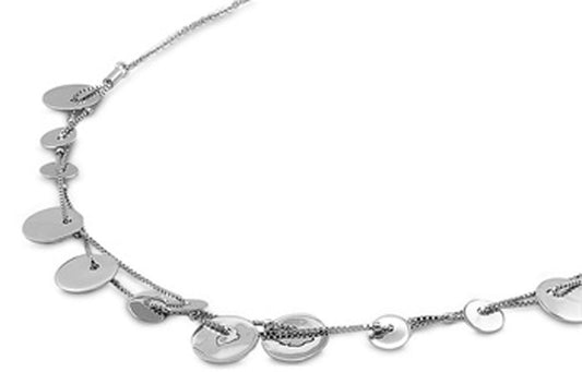 Circle Charm Disk Necklace .925 Sterling Silver, 18"