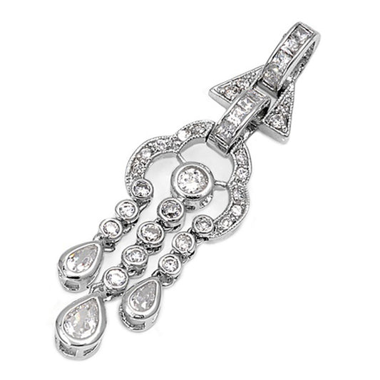 Cloud Elegant Drop Dangle Pendant Clear Simulated CZ .925 Sterling Silver Charm