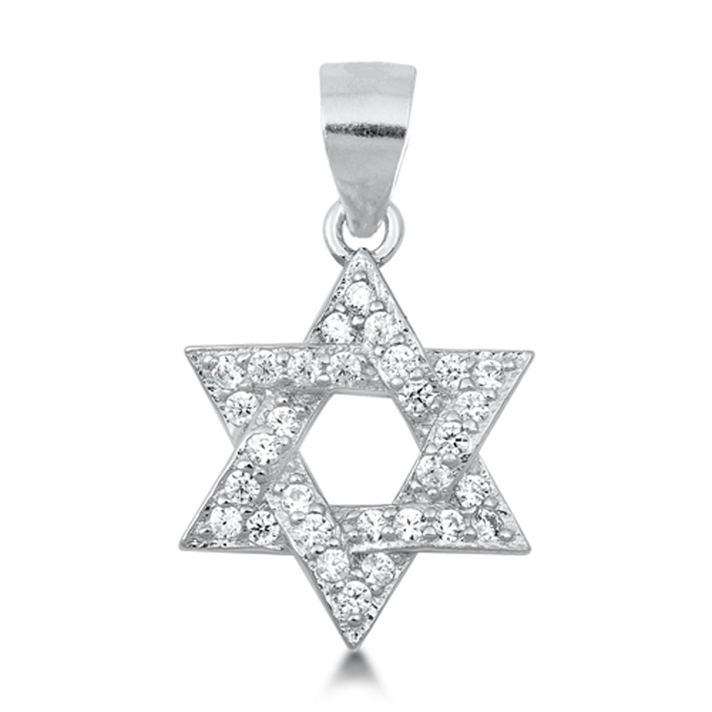 Sterling Silver Clear CZ Star of David Pendant Jewish Religious Charm 925 New