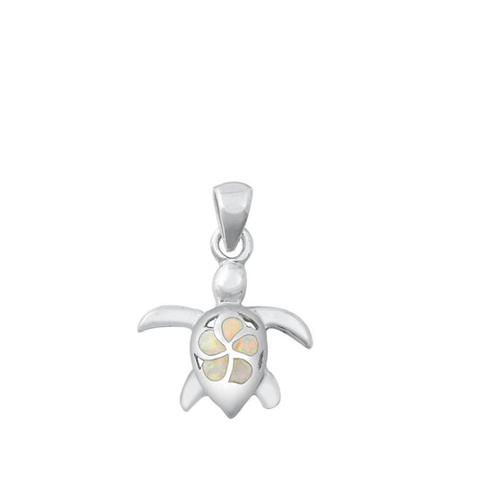 Sterling Silver Cute Mosaic Turtle Pendant Baby Plumeria Flower Animal Charm 925