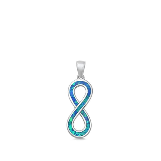 Sterling Silver Blue Synthetic Opal Infinity Knot Pendant Loop Endless Charm 925