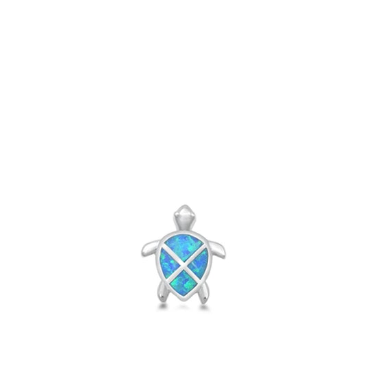 Sterling Silver Blue Synthetic Opal Turtle Pendant Ocean Sea Cute Charm 925 New