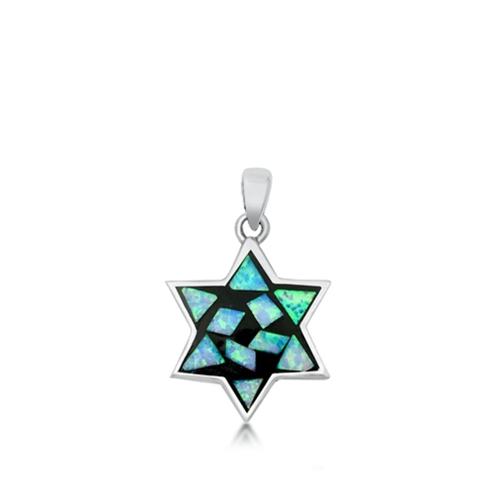 Sterling Silver Mosaic Star of David Pendant Jewish Modern Unique Charm 925 New