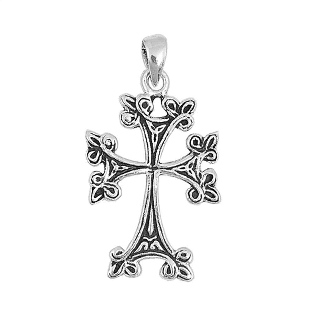 Sterling Silver Ornate Vintage Celtic Knot Christian Cross Pendant Charm