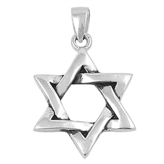 Star of David Pendant .925 Sterling Silver Woven Shape Jewish Religious Charm