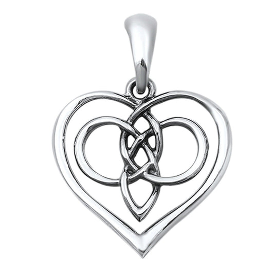 Celtic Bee Knot Heart Pendant .925 Sterling Silver Promise Love Wing Charm