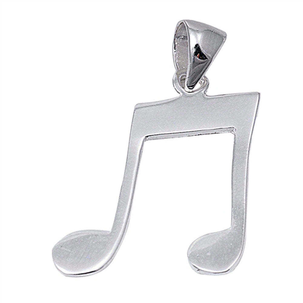 Cute Music Note Pendant .925 Sterling Silver High Polish Shiny Scale Sing Charm