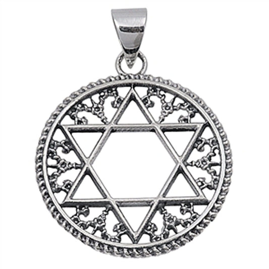 Elegant Rope Star of David Pendant .925 Sterling Silver Filigree Swirl Charm