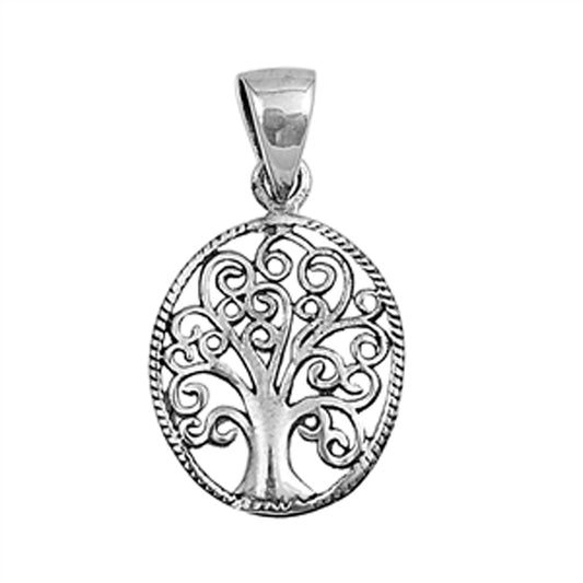 Rope Filigree Swirl Tree of Life Pendant .925 Sterling Silver Eternity Charm