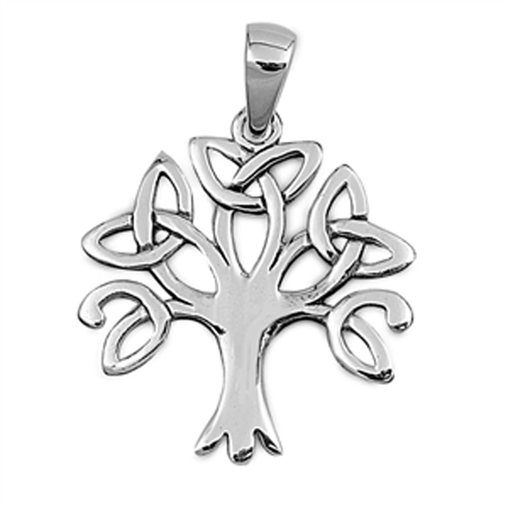 Sterling Silver Celtic Tree of Life Pendant Triquetra Knot High Polish Charm 925