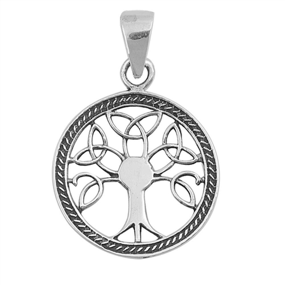 Sterling Silver Ornate Triquetra Tree Pendant Celtic Knot Tree of Life Charm 925