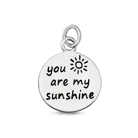 Sterling Silver You Are My Sunshine Pendant Sun Text Words Love Charm 925 New