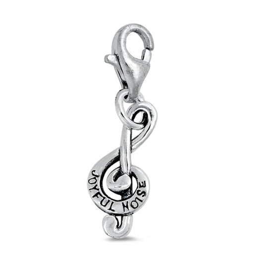 Sterling Silver Joyful Noise Charm Pendant Lobster Clasp Music Note Charm 925