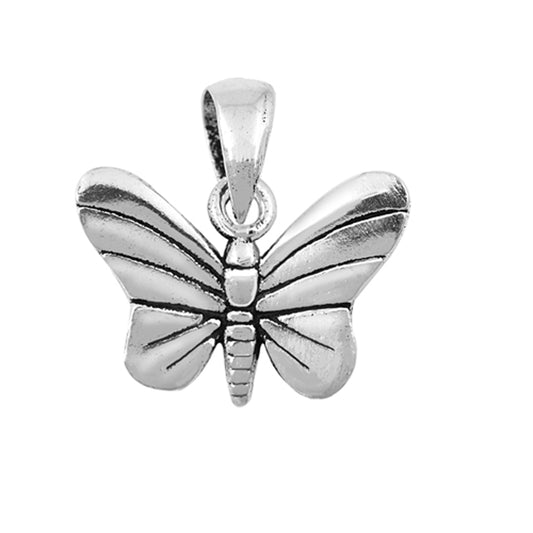 Sterling Silver High Polish Butterfly Pendant Nature Garden Animal Bug Charm 925