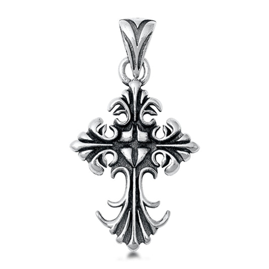 Sterling Silver Filigree Cross Pendant Medieval Gothic Vintage Style Charm 925